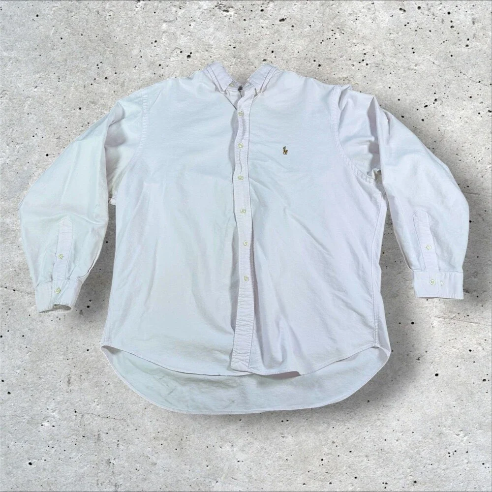 Polo Ralph Lauren Oxford Shirt Men 17.5 34/35 Pink Classic Fit Cotton Flaws - Picture 1 of 15